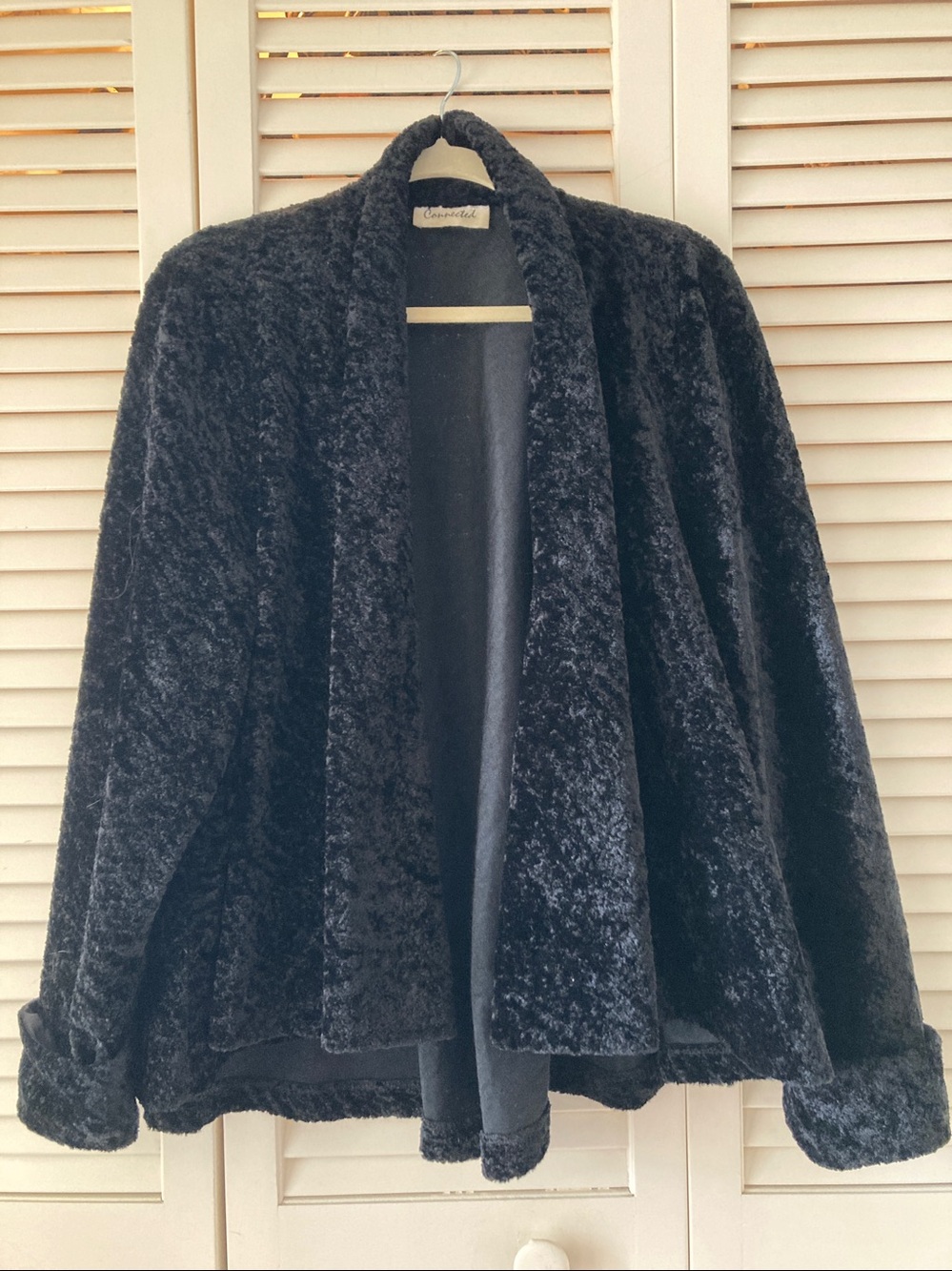 Swing Jacket Chenille Open Front Black Sz XL